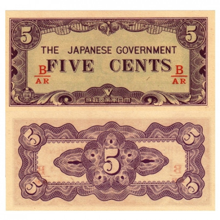 ND (1942) * Billete Birmania (Myanmar) 5 Cents "Ocupación Japonesa WWII" (p10b) SC