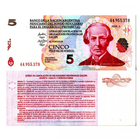 2006 * Billete Argentina 5 Pesos "Emergency - JB Alberdi" (pSNew) SC