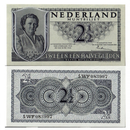 1949 * Billete Países Bajos 2 ½ (2,50) Gulden "Queen Juliana" (p73) cSC