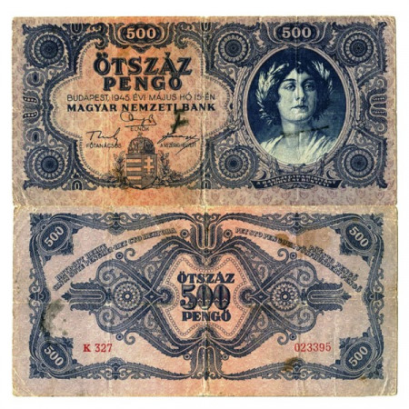 1945 * Billete Hungría 500 Pengo "Woman" (p117a) BC