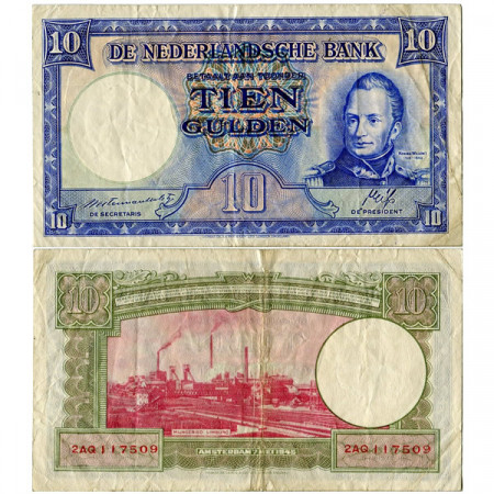 1945 * Billete Países Bajos 10 Gulden "Rey Guillermo I" (p75a) cMBC