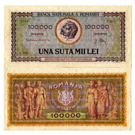 1947 * Billete Rumania 100.000 Lei "Trajan and Decebal" (p59a) MBC