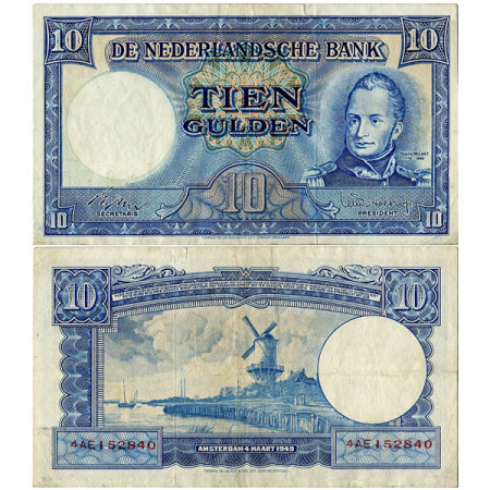 1949 * Billete Países Bajos 10 Gulden "Rey Guillermo I" (p83) MBC
