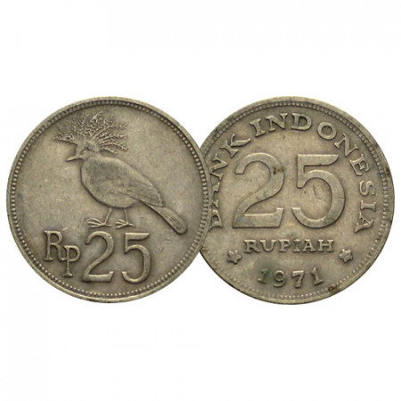 1971 * 25 Rupiah Indonesia "Victoria Crowned Pigeon" (KM 37) MBC