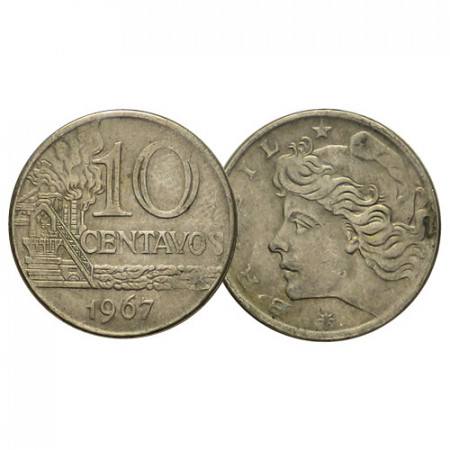 1967-70 * 10 Centavos Brasil "Liberty" (KM 578) BC/MBC