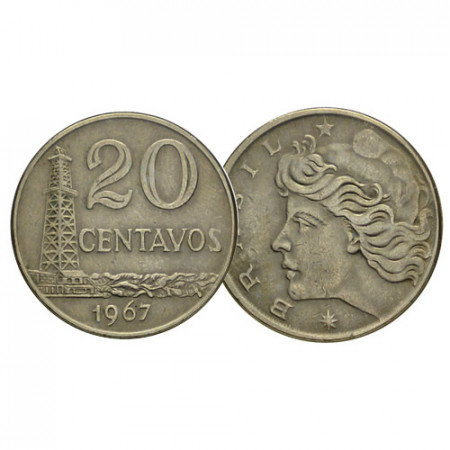 1967-70 * 20 Centavos Brasil "Liberty" (KM 579) BC/MBC