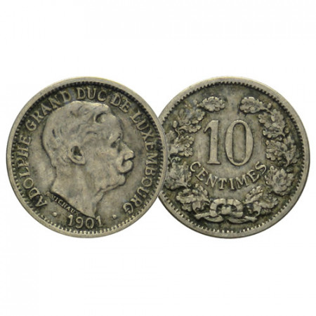 1901 * 10 Centimes Luxemburgo “Adolfo" (KM 25) BC+