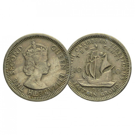 1955-65 * 10 Cents Estados del Caribe Oriental - East Caribbean States "Isabel II - 1st Portrait" (KM 5) BC/MBC
