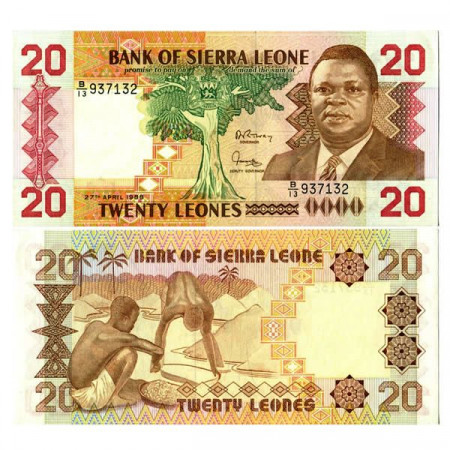 1988 * Billete Sierra Leona 20 Leones "President Saidu Momoh" (p16) SC