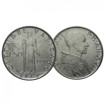 1955 XVII * 50 Lire Vaticano "Pío XII - Spes" (KM 54) EBC