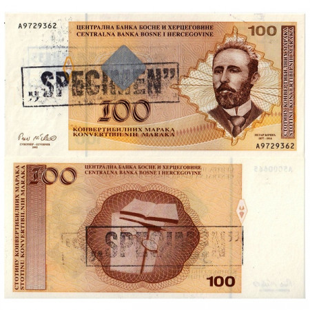 ND (1998) * Billete Bosnia-Herzegovina 100 Convertible Maraka "Sellada Specimen - P Kocic" (p70a) SC