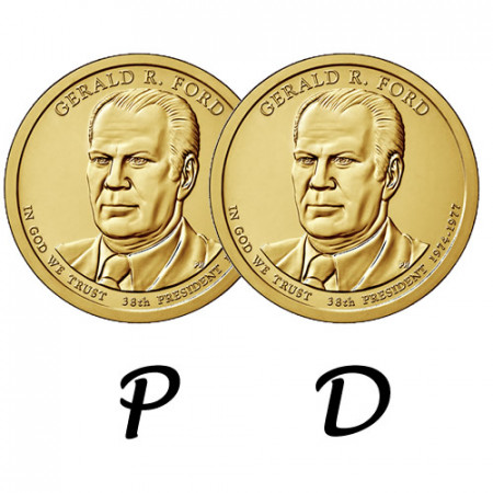 2016 * 2 x 1 Dólar Estados Unidos "Gerald Ford - 38th" P+D
