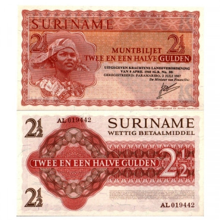 1967 * Billete Surinam 2½ Gulden "Muntbiljet" (p117b) SC