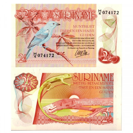 1985 * Billete Surinam 2½ Gulden "Muntbiljet" (p119a) SC