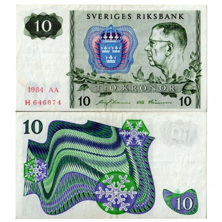 1984 * Billete Suecia 10 Kronor "Kg Gustaf VI Adolf" (p52e) MBC+