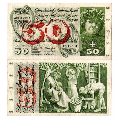 1970 * Billete Suiza 50 Franken  "Apple Harvest" (p48j) MBC