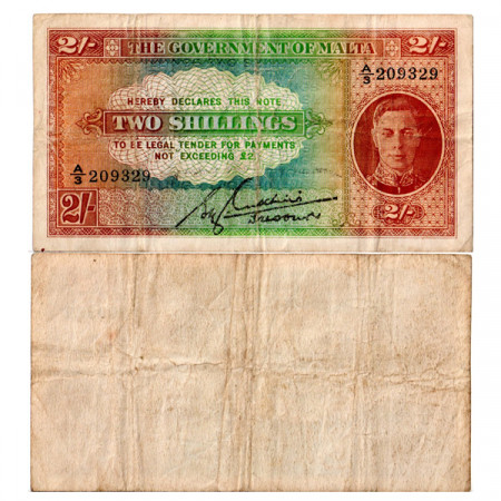 ND (1942) * Billete Malte 2 Shillings "George VI - Malaya" (p17c) BC