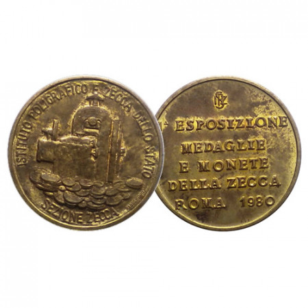 1980 * Medalla - Ficha Italia "Exposición Casa de la Moneda Italiana" FDC