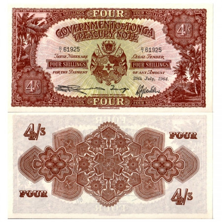 1964 * Billete Tonga 4 Shillings "Treasury" (p9d) SC