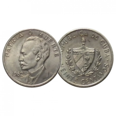 1962 * 20 Centavos Cuba "José Martí - Patria o Muerte" (KM 31) UNC