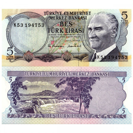 L.1970 (1976) * Billete Turquía 5 Lira "Kemal Atatürk" (p185) SC 