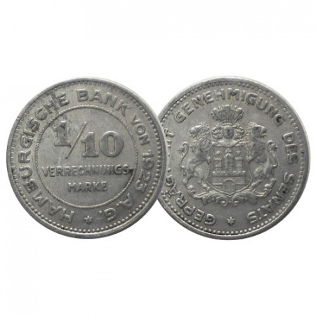 1923 * 1/10 Verrechnungsmarke ALEMANIA "German Notgeld - Hamburg" (F 637.3a) MBC