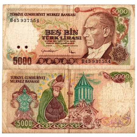 L.1970 (1985) * Billete Turquía 5000 Lira "Kemal Atatürk" (p197) BC 