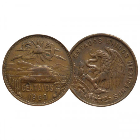 1969 * 20 Centavos Mexico "Type 2 National Emblem" (KM 440) MBC