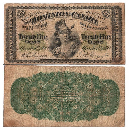 1870 * Billete Canadá 25 Cents "Britannia" (p8a) BC
