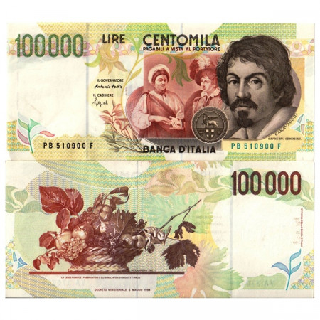 1995 B (1994) * Billete Italia República 100.000 Lire "Caravaggio - Tipo 2" BI.932 (p117a) cSC