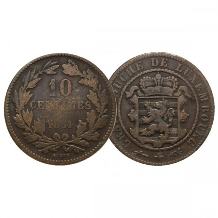 1854 * 10 Centimes Luxemburgo "Guillermo III - Bruxelles" (KM 23.1) BC/MBC