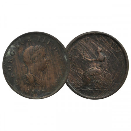 1807 * 1/2 Penny Gran Bretaña "Jorge III – Britannia " (KM 662) BC