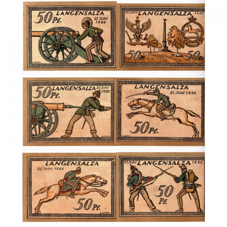 1921 * Lote 6 Notgeld Alemania 50 Pfennig "Turingia - Langensalza" (770.3)