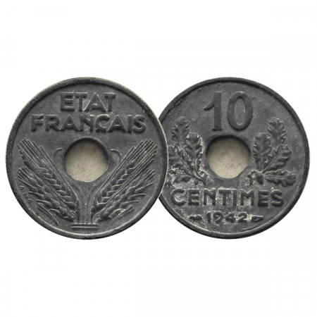 1942 * 10 Centimes Francia "Régimen de Vichy" (KM 898.1) MBC