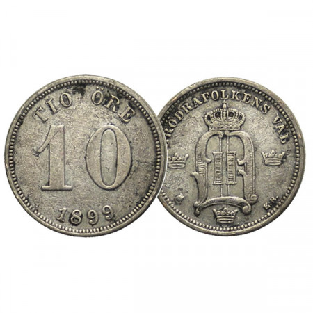 1899 EB * 10 Ore Suecia "Oscar II - King's Monogram" (KM 755) MBC+