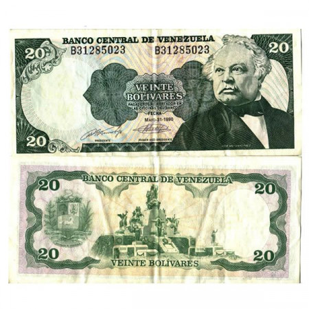1990 * Billete Venezuela 20 Bolivares "José Antonio Paéz" (p63c) MBC