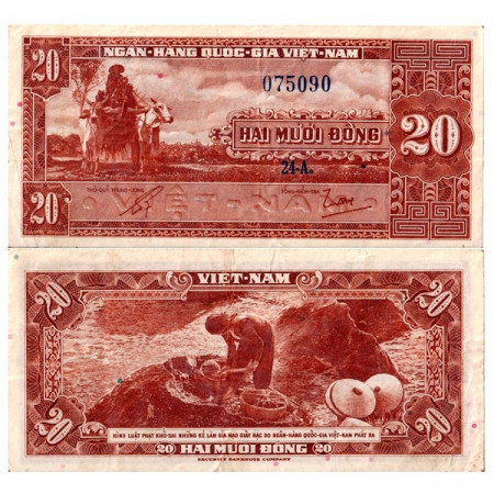 ND (1962) * Billete Vietnam del Sur 20 Dong "Ox Cart" (p6a) MBC