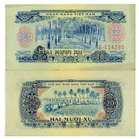 1966 (1975) * Billete Vietnam del Sur 20 Xu "Rubber Plantation" (p38a) cSC