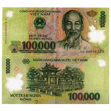 2004 * Billete Polímero Vietnam 100.000 Dong "Ho Chi Minh" (p122a) MBC+