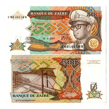 1989 * Billete Zaire 500 Zaires "Mobutu Sese Seko" (p34a) SC