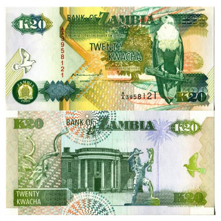 1992 * Billete Zambia 20 Kwacha "Fish Eagle" (p36a) SC