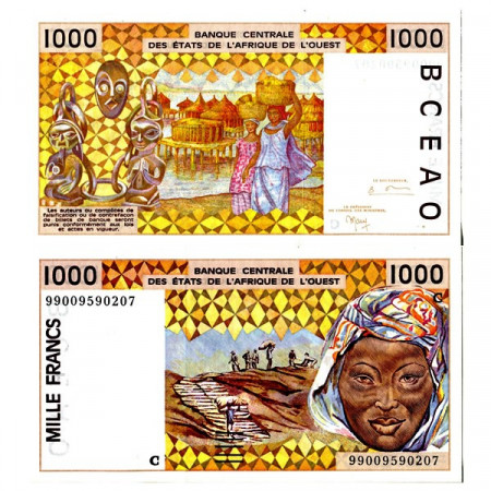 1999 C * Billete Estados África Occidental "Burkina Faso" 1000 Francs "Peanuts Hauling" (p311Cj) SC