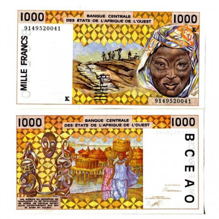 1991 K * Billete Estados África Occidental "Senegal" 1000 Francs "Peanuts Hauling" (p711Ka) cSC