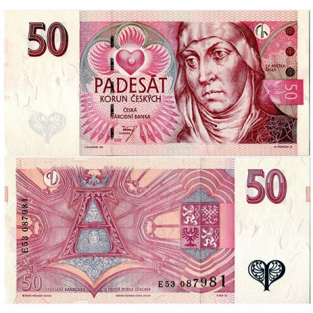 1997 * Billete República Checa 50 Korun "St. Agnes of Bohemia" (KM 17) SC