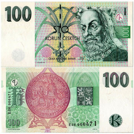 1997 * Billete República Checa 100 Korun "King Karel IV" (KM 18) SC