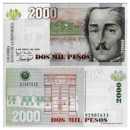 1996 * Billete Colombia 2000 Pesos "General F Santander" (p445a) SC