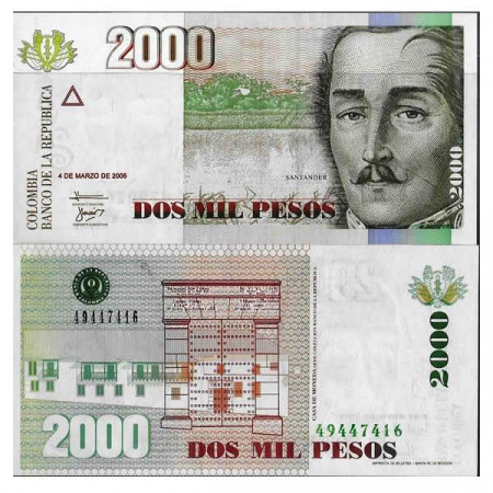 2005 * Billete Colombia 2000 Pesos "General F Santander" (p451j) SC