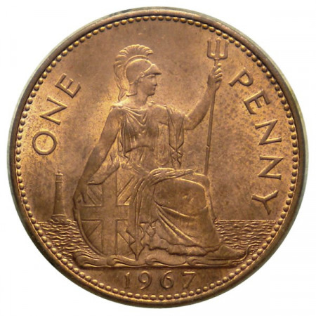 1967 * 1 Penny Gran Bretaña "Isabel II - Britannia Sentada" (KM 897) SC