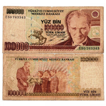 L.1970 (1991) * Billete Turquía 100.000 Lira "Kemal Atatürk" (p205) BC