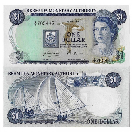 1978 * Billete Bermudas 1 Dollar "Isabel II" (p28b) SC 